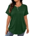 thumbnail image 2 of Uootdi Women's Henley Tops Short Sleeve Button Placket Blouses Casual Daily Style Soft Breathable Relaxed Fit Tees Gift, 2 of 7