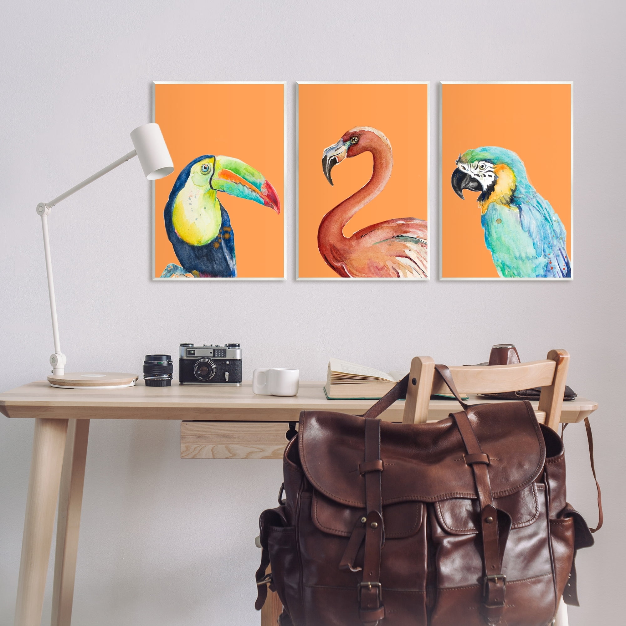Stupell Industries Bold Tropical Birds Rainforest Animals Toucan Parrot Graphic Art Unframed Art Print Wall Art, Set of 3, Design by Patricia Pinto