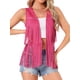 thumbnail image 1 of INSPIRAR CHIC Chaleco de Mujer con Flecos, Abierto, Estilo Occidental, Vintage, de Ante Sintético, con Borlas, Rosa Fucsia, XS, 1 of 6