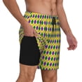 thumbnail image 3 of Balery Mardi Gras Purple Yellow Plaid Mens Swim Trunks Swim Shorts for Men Quick Dry Inseam Beach Shorts with Compression Liner Pocket-Small, 3 of 9