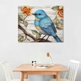 thumbnail image 2 of Nawypu  Blue Flower Bird Canvas Wall Art Abstract Birds on Tree Branch Animal Grey Artwork for Bedroom Bathroom Home Decor Stretched and Framed Ready to Hang, 2 of 4