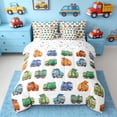thumbnail image 3 of Erosebridal Dump Truck Watercolor Twin Bedding Sets for Boys and Girls, Green Orange Blue Truck Bedding Comforter Set, Colorful Stars Reversible, 7-Piece, 3 of 6