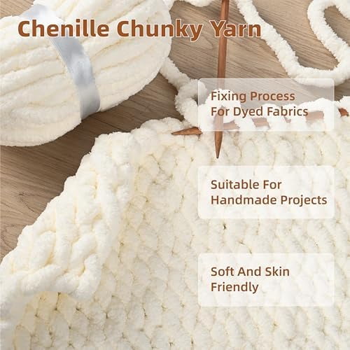 Chunky Yarn for Hand Knitting, 8 Packs Chunky Chenille Yarn for Crocheting, Bulky Thick Fluffy Yarns for Knitting, Super Bulky Blanket Yarns for Handcrafts 2045g (72oz) 245 Yards (224m)
