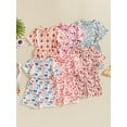 thumbnail image 2 of Kids Toddler Baby Girls Summer Outfits Short Sleeve Floral/Bow/Fruit Print T Shirt Tops + Shorts Set Cute Casual Clothes, 2 of 8