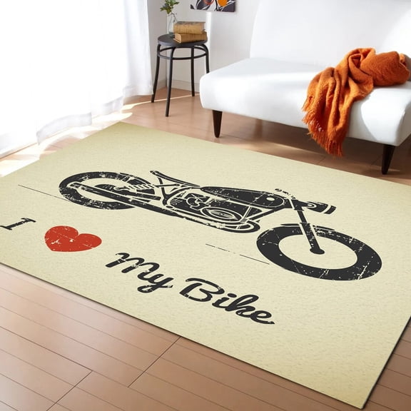 Coral velvet Motorcycle With I Love My Bike Carpets for Bed Room Modern Home Large Area Rug for Living Room Bay Window Mat