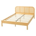 thumbnail image 3 of Christopher Knight Home Bohemian Queen Wood Platform Bed Frame with Rattan Headboard, Natural, 3 of 10