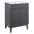 thumbnail image 1 of Modway Meuble-Lavabo de Salle de Bain Render, Gris, 1 of 6
