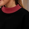 thumbnail image 4 of pstuiky Women's Oversized Colorblock Mock Neck Sweatshirt Casual Long Sleeve Pullover Top Trendy Fall Winter Fashion Clothing, 4 of 8
