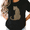 1-Black, variant on Women's Beige Sitting Cheetah Profile Silhouette Graphic Short Sleeve T-Shirt Cotton Crewneck Top