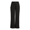 thumbnail image 4 of Time and Tru Women's Pleated Wide Leg Pants with Side Slant Pockets, 30" Inseam, Sizes S-3XL, 4 of 7