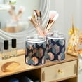 thumbnail image 3 of Yayeee 2 Pack Qtip Holder Bathroom Cotton Swab Canister with Lid Clear Dispenser Set, Dark Cubes, 3 of 6