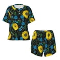 thumbnail image 2 of Yiaed Sunflowers And Blue Flower Print Short Sleeve Pajama Sets for Women Casual Crew Neck 2 Piece Lounge Sets Women's Short-Sleeved Pajama-3X-Large, 2 of 5