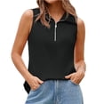 thumbnail image 5 of Summer Sleeveless Half Sleeve Solid Knit Tops Lapel Tank Vest, 5 of 6