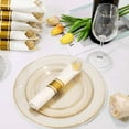 thumbnail image 3 of 350Pcs Gold Glitter Dinnerware Set 50 Guest for Party Gold Plates Disposable - 50 Dinner Plate,50 Dessert Plate,50 Per Rolled Napkins with Gold Cutlery,50 Plastic Cups 9 OZ for Party Wedding, 3 of 4
