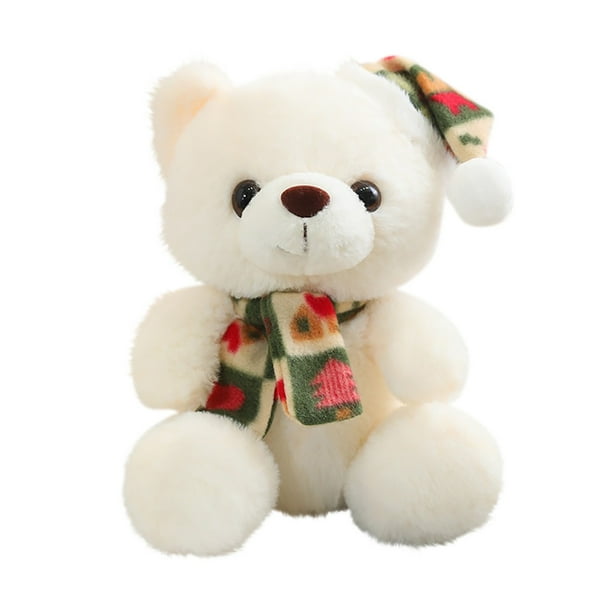 Regalo para Navidad Regalo de Navidad Bufanda Lindo Oso Muñeca Juguete Sombrero de Navidad Oso Muñeca Tela Muñeca Lindos Regalos de Navidad