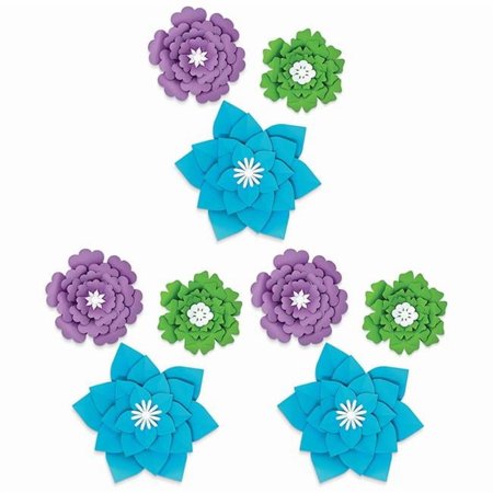 Happily Ever Elementary Creatively Inspired Blue, Purple, Green Flowers Dimensional Accent, 3 Per Set, 3 Sets