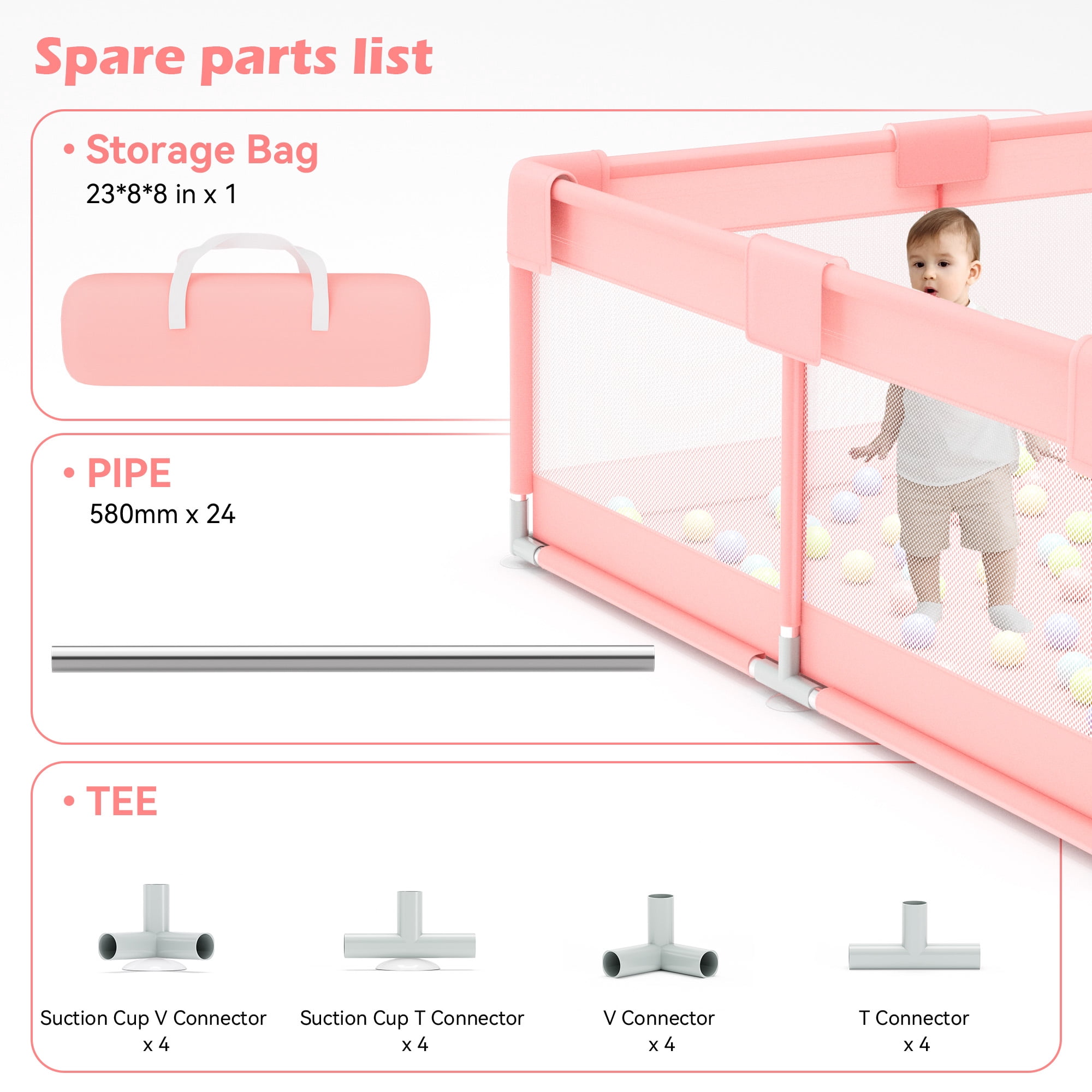 babyeap Baby Playpen,50x50 Inch Baby Playards for Babies and Toddlers,Fence Baby Play Yards for Indoor & Outdoor with Breathable Mesh,Pink