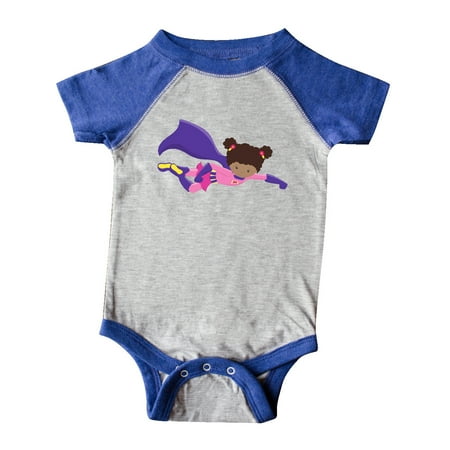 

Inktastic African American Girl Purple Cape Superhero Girl Gift Baby Girl Bodysuit