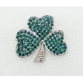 thumbnail image 2 of Faship Green Crystal Shamrock Clover 3 Leaf Pin Brooch St. Patrick's Day, 2 of 5