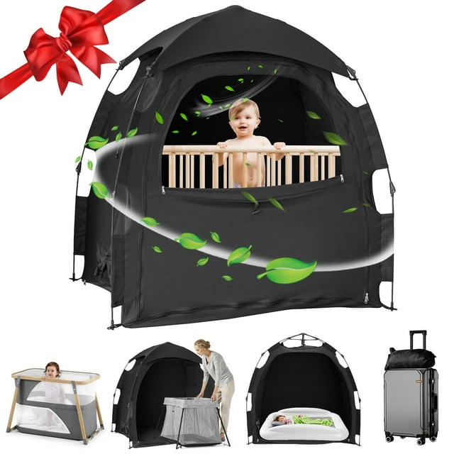 YABORAS Sleep Tent for Pack N Play, Baby Sleep Tent One-Click Assembly Effective Light Blocking Tent for Sleep Pod & Mini Crib, Light Blocking Tent f