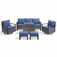 thumbnail image 3 of POCASSY Patio Furniture Set with Fire Pit, 6-Piece Wicker Outdoor Conversation Set with Swivel Glider Patio Chairs and 43" Propane Firepit Table, Luxury Outdoor Patio Fire Pit Set for Porch, Deck, 3 of 15