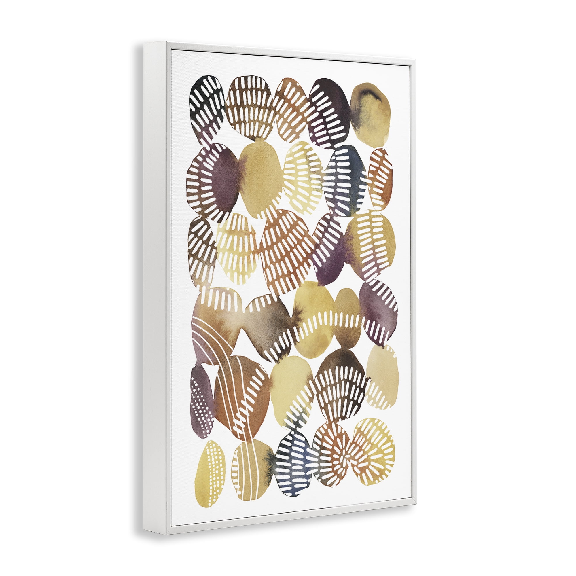 Stupell Industries Southwestern Patterned Pebbles Abstract Painting White Framed Art Print Wall Art, 20 x 30
