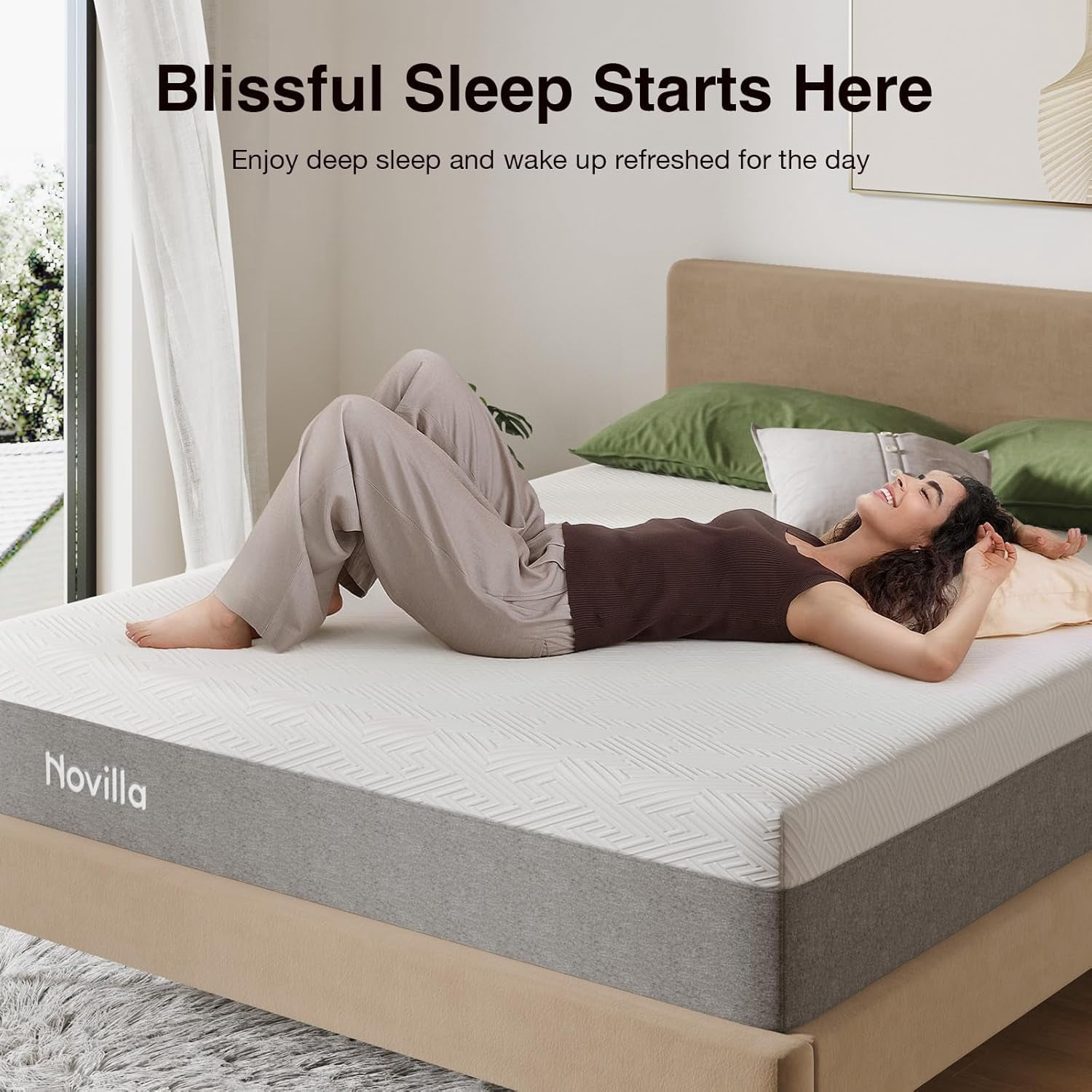 Novilla Bliss Twin Size Mattress, 12 Inch Gel Memory Foam Twin Mattress in a Box for Cool Night Sleep & Pressure Relief with Spine Alignment, Motion Isolation, CertiPUR-US Certified