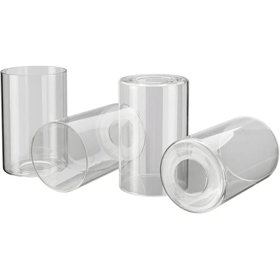 Aspen Creative 23616-04,Clear Cylinder Glass Shade. 3-1/2"Dia x 5-1/2"H / Center Hole:42mm.Set of 4.