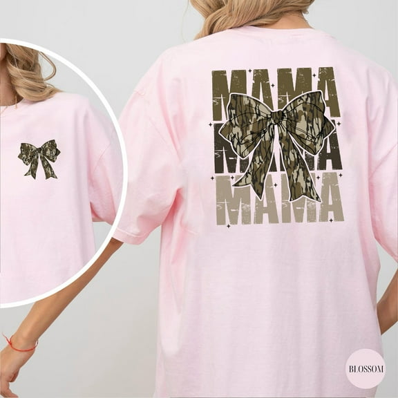 Camo Bow MAMA T-Shirt – Cute Country Style Graphic Tee for Moms, Hunters & Outdoor-Loving Women