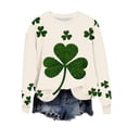 thumbnail image 4 of Wo-Fusoul Chandail de la Saint-Patrick pour Femmes, Trèfle Imprimé Coupe Ample Col Rond Manches Longues, Vert, 4 of 8