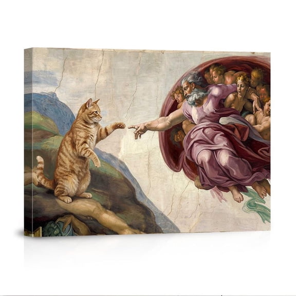 The Creation Of Adam Cat Renaissance Art Feline Lover Aesthetic Unique Pet Owner Canvas