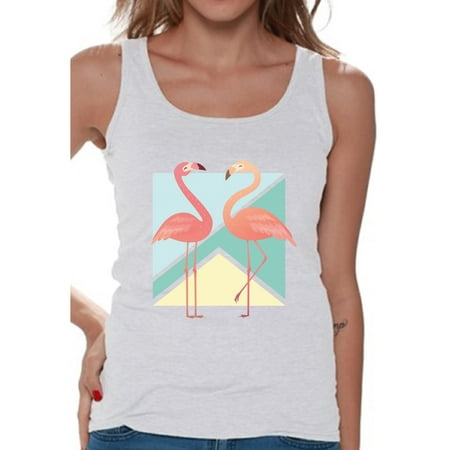 Awkward Styles Two Flamingos Tank Top for Women Pink Flamingos Tank Summer Fitness Shirts Workout Clothes Flamingo Gifts for Her Flamingo Themed Party Flamingos Tank Top Beach Tank