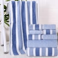 thumbnail image 5 of QAZbgdl 8-Piece Velvet Wide Stripe Bath Towel Set | Super Absorbent Soft Flannel Towels, Washcloths Hand Towels | Includes 4 kerchief, 2 Bath Towels, 2 Towel | Brown, Gray, Green, Pink, Blue, Purple, 5 of 7