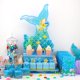 thumbnail image 2 of Decoración Para pastel de fiesta de sirena, cajas de recuerdo de sirena de cumpleaños, centro de mesa con purpurina, vasos de papel, suministros de fiesta de sirena hechos a medida, 2 of 4