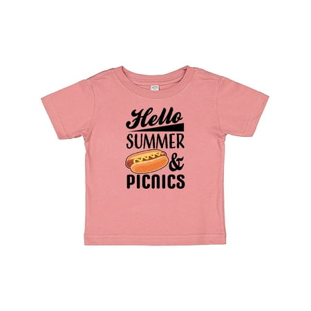 

Inktastic Hello Summer and Picnics with Hot Dog Gift Baby Boy or Baby Girl T-Shirt