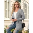 thumbnail image 5 of Cardigan Sweaters for Women Casual Open Front Long Sleeve Knit Coat with Pockets Trendy Light Gray S, 5 of 8