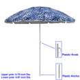 thumbnail image 4 of Bayside21 6.5ft Beach Umbrella, Blue Palm CA2104 Design, UV50+ Sun Protection, Sand Anchor Beach Umbrella, No Tilt,No Tilt, 4 of 6