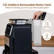 Gevi 10 Cup Drip Coffee Maker With Built-in Burr Grinder Programmable Touch Screen 4 Hour Keep Warm Permanent Filter Home Office