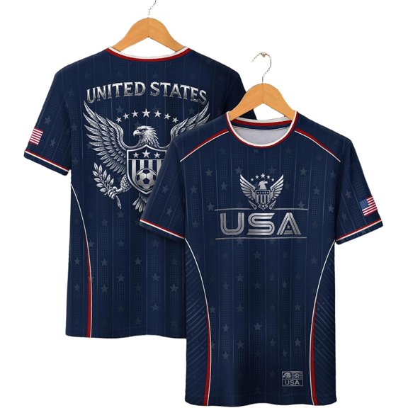 USA Soccer Jersey for Men Women, Patriotic American Flag Football Jersey, Soccer Shirt for Fans and Players, Short Sleeve Football Shirt, Casual Sport World Soccer Tee for Adult
