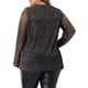 thumbnail image 3 of Blusa de manga larga transparente con brillo de strass para mujer de tallas grandes Agnes Orinda 2X negra, 3 of 6