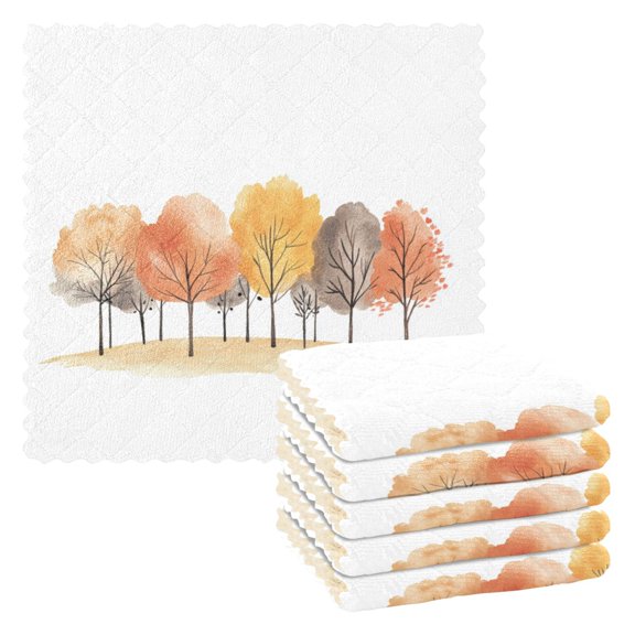 6 Pieces of Kitchen Towels 11x11Inch Kitchen Dish Cloths Kitchen Dish Towels Reuseable Cleaning Cloths Beautiful Orange Trees