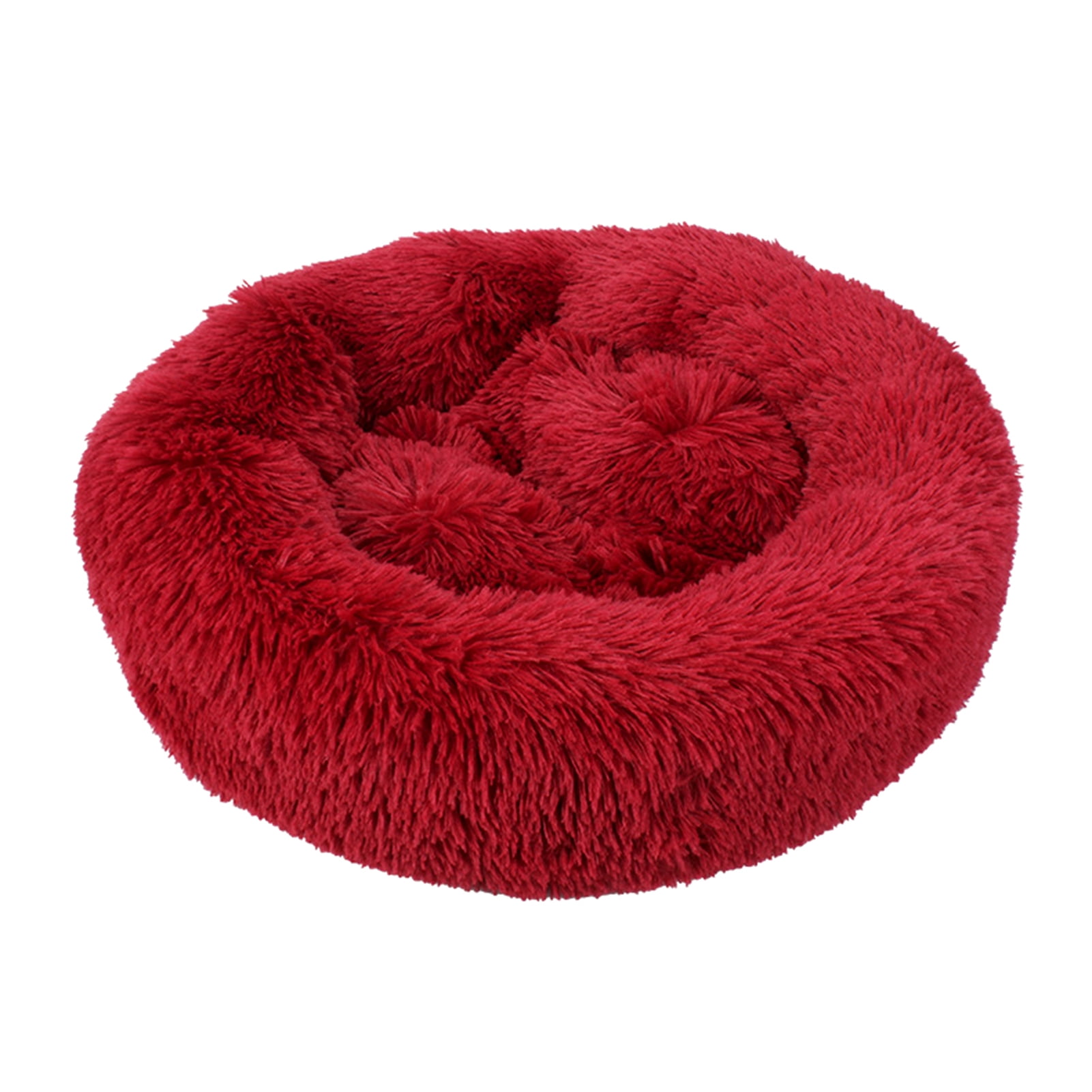 Fluffy Dog Wool Bed Soft Plush Round Dog Nest Pillow Selfwarming