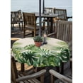 thumbnail image 2 of Outdoor Tablecloth with Umbrella Hole for Patio/Picnic/Party/Camping, Tropical Plants Waterproof Table Cloth Round Cover Washable, Summer Monstera Green Palm Leaves on Linen (Dia 60"), 2 of 9