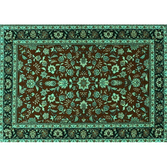 Ahgly Company Indoor Rectangle Persian Turquoise Blue Traditional Area Rugs, 8' x 12'