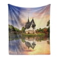 thumbnail image 1 of East Soft Flannel Fleece Throw Blanket, House Formed Old Majestic Building over Lake Designed for Reflection Photo, Cozy Plush for Indoor and Outdoor Use, 50" x 60", Multicolor, by Ambesonne, 1 of 6