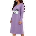 thumbnail image 4 of Women's Halloween Cute Print Lounge Dress Long Sleeve Crew Neck Casual Sleepwear Nightgown, 4 of 6