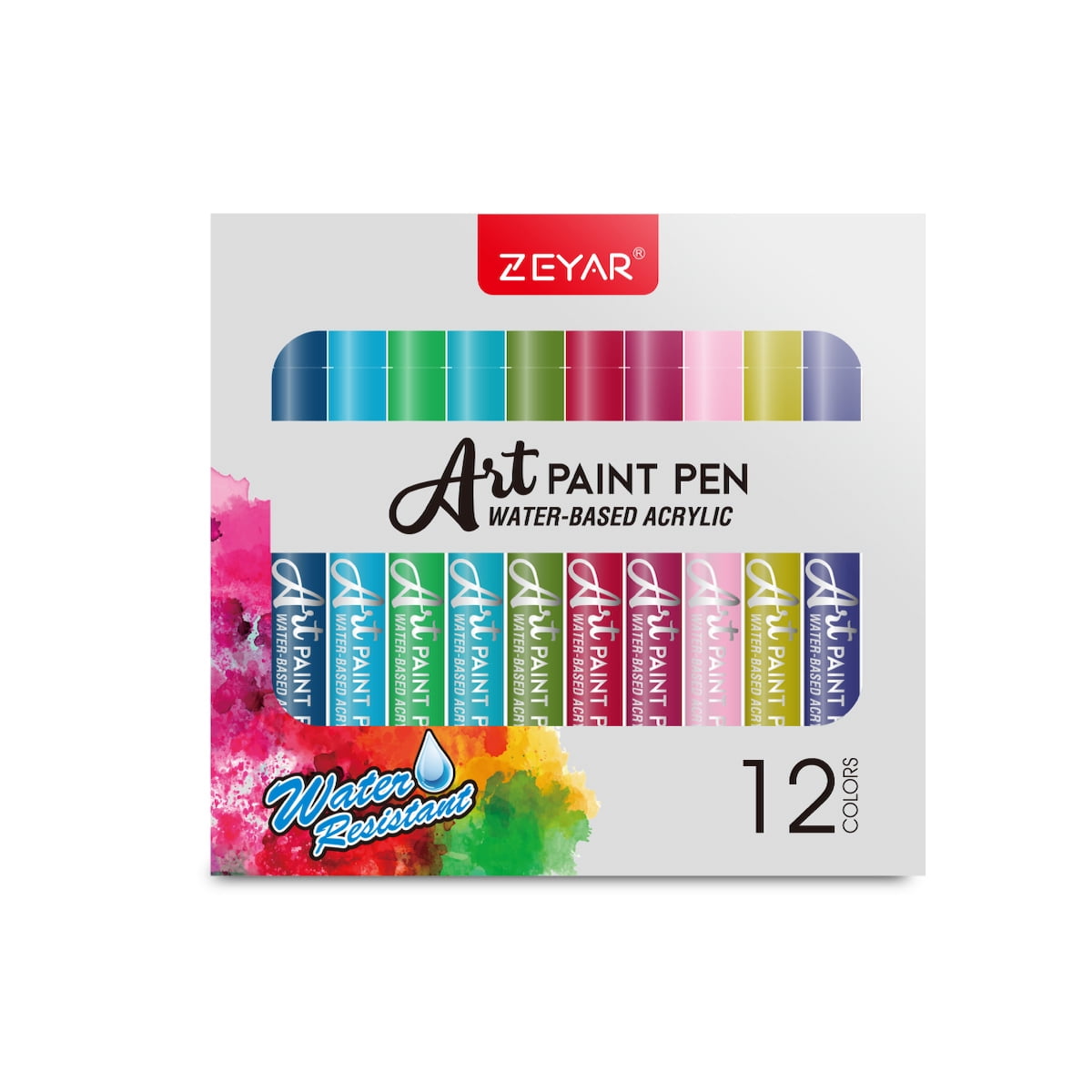 ZEYAR Acrylic Paint Pens Art & Crafts Set: Extra Fine Tip, 12 Colors ...