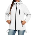 thumbnail image 3 of Rain Jacket For Women Solid Color Long-sleeved Hooded Drawstring Sunscreen And Waterproof Thin Jacket Outdoor Hiking Sports Outdoor Raincoat Windbreaker, 3 of 9