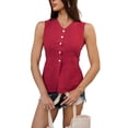 thumbnail image 3 of 1pcs Summer Suit Vest for Women Business Casual Sleeveless Button Down V Neck Waistcoat Red XL To prevail in kind, 3 of 5