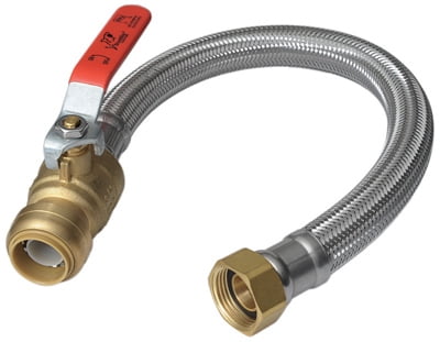 Sharkbite Water Heater Connector With Ball Valve, Stainless Steel, 3/4 In. X 3/4 In. Fip, 18 In., Lead Free